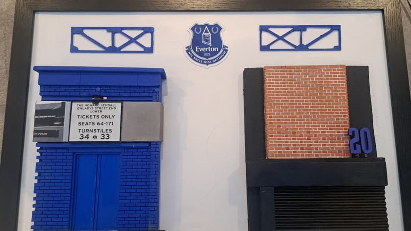 A framed model of Goodison and Hill Dickinson Gates .  You choose which gates you'd like