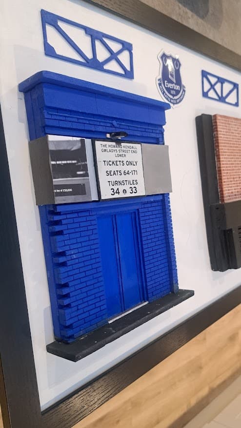 Framed Model of Goodison to Hill Dickinson.  Any Turnstile and Gate from both grounds can be requested cted